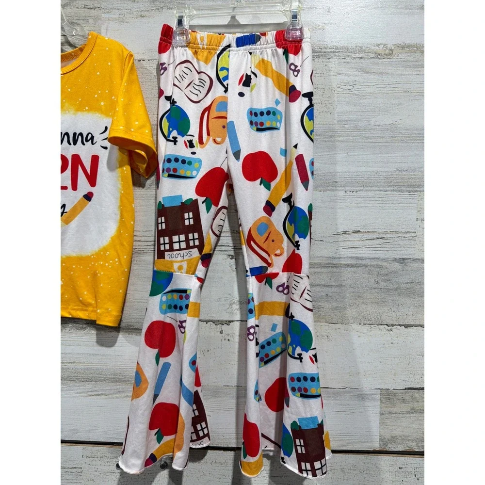 Back To School Girls Size 6 Yellow Y'all Gonna Learn Today School Core Set